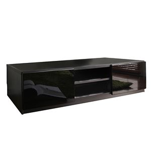 背面収納TVボード ロビン 幅150cm ローボード（テレビ台/テレビボード） ブラック（前板鏡面タイプ） 