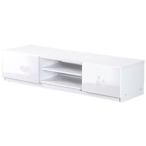 背面収納TVボード ロビン 幅150cm ローボード(テレビ台/テレビボード) ホワイト(前板鏡面タイプ)