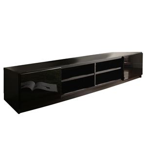背面収納TVボード ロビン 幅180cm ローボード（テレビ台/テレビボード） ブラック（前板鏡面タイプ） 