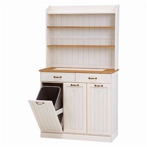 カントリー調ダストボックス/ゴミ箱 【3分別】 25Lペール3個付き 木製 収納付き ナチュラルアイボリー