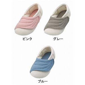 介護靴 室内用 ワイドベルトワッフル 2229 両足 徳武産業 あゆみシリーズ /L(23.5〜24.5cm) グレー