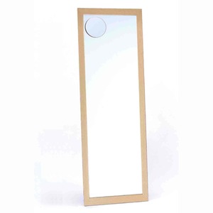 拡大鏡付きウォールミラー/全身姿見鏡 【壁掛け用】 木製フレーム 壁掛けひも付き ナチュラル 日本製