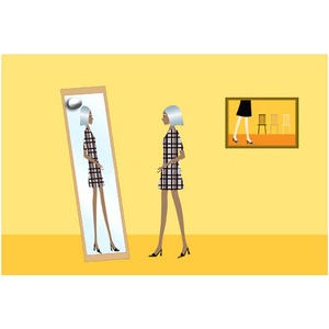 拡大鏡付きウォールミラー/全身姿見鏡 【壁掛け用】 木製フレーム 壁掛けひも付き ナチュラル 日本製