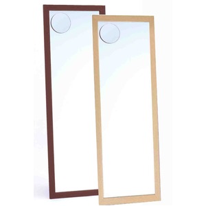 拡大鏡付きウォールミラー/全身姿見鏡 【壁掛け用】 木製フレーム 壁掛けひも付き ナチュラル 日本製