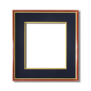 【色紙額】赤い縁に金色フレーム 色紙用 壁掛けひも ■赤金 色紙(マット付き)275×244mm 紺