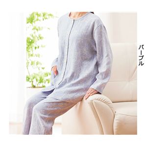 三河木綿のダブルガーゼパジャマ 【パープル M ： M】