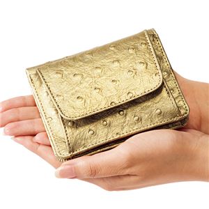 小銭も見やすい小さい牛床革財布 ブラウン