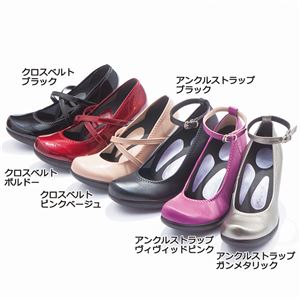 リゲッタ ウェッジパンプスシリーズ アンクルストラップ ガンメタリック【4： S 9cmヒール】