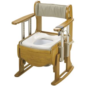 リッチェル 木製ポータブルトイレ 木製トイレ きらく 座優 肘掛昇降 (1)普通便座 18670