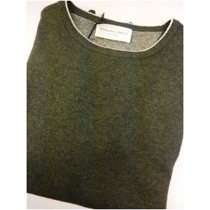 MICHELACCI DANILO MIDA エルボーパッチカシミヤ混セーター カーキ
