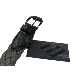 牛革&times;ウールメッシュベルト 96cm グレー&times;ネイビーレザー