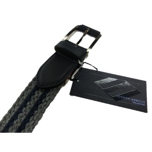 牛革×ウールメッシュベルト 96cm グレー×ネイビーボーダー×ネイビーレザー