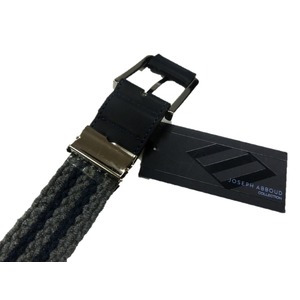 牛革×ウールメッシュベルト 96cm グレー×ネイビーボーダー×ネイビーレザー