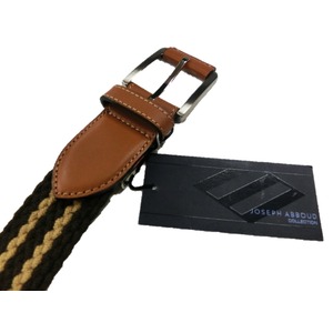 牛革&times;ウールメッシュベルト 96cm ブラウン&times;ダークブラウンボーダー&times;ブラウンレザー