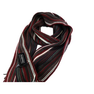 Escobaria マフラー　マルチストライプワイン 