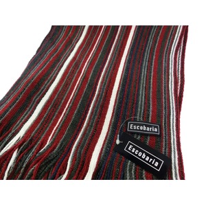 Escobaria マフラー　マルチストライプワイン 