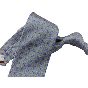 新春モデル　日本製シルク100％ネクタイ　シルバーグレー小紋