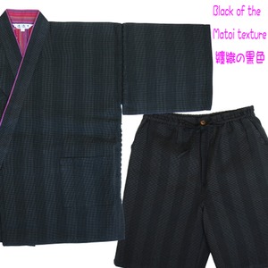 纏（まとい）織甚平黒Ｍ