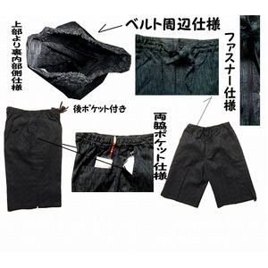 風神雷神の手書き絵・しじら織甚平 キングサイズ濃灰4L