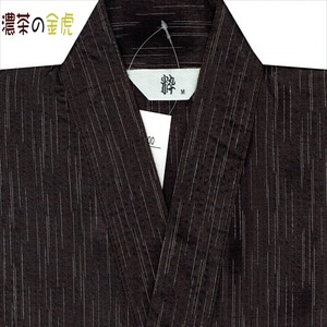 風神雷神の手書き絵・しじら織甚平 キングサイズ濃茶4L