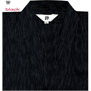 風神雷神の手書き絵・しじら織甚平 キングサイズ黒3L