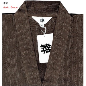 金虎の手書き絵・しじら織甚平 濃茶 L