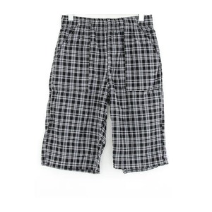 楊柳生地チェックショートパンツ M ブラック-2