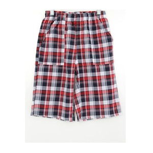楊柳生地チェックショートパンツ M レッド-2