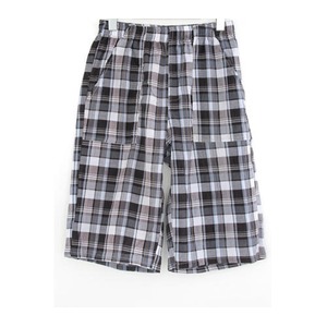 楊柳生地チェックショートパンツ M ブラウン-11