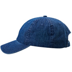 バイオウォッシュ加工デニムローキャップ  ダークブルーデニム