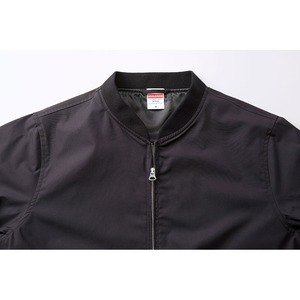 テカリを抑えた綿混・撥水加工、防風加工、裏地付スタジアムジャケット　ネイビー　XL