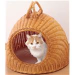 天然籐製キャットハウス/猫ハウス 【ちぐらタイプ】 クッションシート/持ち手付き カバーのみ手洗い可の詳細ページへ