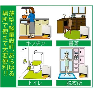 トイレ暖房・脱臭ヒーター/暖房器具 【人感センサー式】 薄型 軽量 転倒時自動OFFスイッチ 〔防寒 冬支度 寒さ対策〕