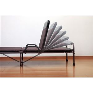 収納式14段階リクライニングベッド/折りたたみベッド 【セミダブル】 ブラウン キャスター付き コンパクト収納