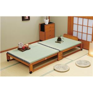 らくらく折りたたみ式 キャスター付き 国産 畳ベッド シングル 幅94.5cm (フレームのみ) 日本製ベッドフレーム 【中居木工】
