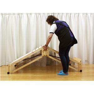 らくらく折りたたみ式 キャスター付き 国産 すのこベッド (桧) ワイド 幅106.5cm (フレームのみ) 日本製ベッドフレーム 【中居木工】