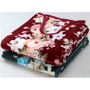 衿ぐりニューマイヤー毛布/寝具 【2色4枚組 シングルサイズ/グリーン・ワイン&times;2】 洗える ポリエステル100％