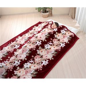 衿ぐりニューマイヤー毛布/寝具 【2色4枚組 シングルサイズ/グリーン・ワイン&times;2】 洗える ポリエステル100％