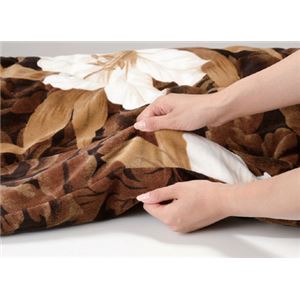 高級ヘムレス合わせ毛布布団/寝具 【ブラウン】 140cm×200cm テイジンウォーマル使用 手提げ袋入り 日本製