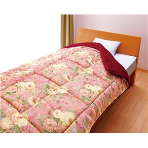 遠赤わた入り あったか毛布/掛け布団 【ダブルサイズ エンジ】 衿付きタイプ 帯電防止加工 衿・裏地：フランネル素材