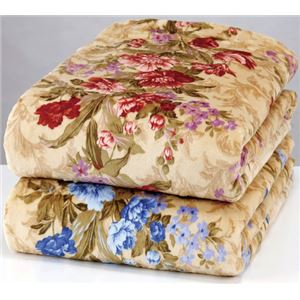 【京都西川】 ヘムレスわた入り2枚合わせ毛布 【2枚組/ピンク・ブルー】 140cm&times;200cm 側生地：ポリエステル100%