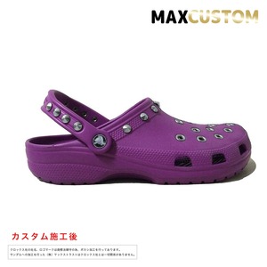 クロックス パンク カスタム 紫 crocs custom クラシック（ケイマン） クロッグ サンダル 27cm(M9/W11)