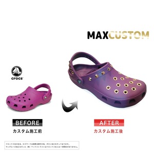クロックス パンク カスタム 純金メッキ加工 紫 crocs custom クラシック（ケイマン） クロッグ サンダル 26cm(M8/W10)