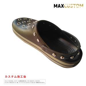 クロックス クロックバンド パンク カスタム 茶 espresso crocs custom crocband クロッグ サンダル 24cm(M6/W8)