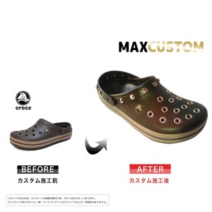クロックス クロックバンド パンク カスタム 茶 espresso crocs custom crocband クロッグ サンダル 24cm(M6/W8)