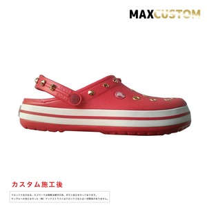 クロックス クロックバンド パンク カスタム 赤 flame 純金メッキ加工 crocs custom crocband クロッグ サンダル 22cm(M4/W6)