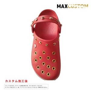クロックス クロックバンド パンク カスタム 赤 flame 純金メッキ加工 crocs custom crocband クロッグ サンダル 22cm(M4/W6)