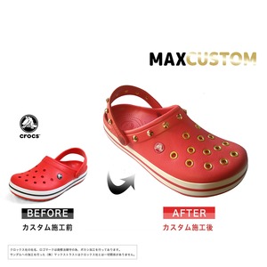 クロックス クロックバンド パンク カスタム 赤 flame 純金メッキ加工 crocs custom crocband クロッグ サンダル 28cm(M10/W12)