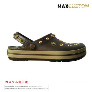 クロックス クロックバンド パンク カスタム 茶 espresso 純金メッキ加工 crocs custom crocband クロッグ サンダル 26cm(M8/W10)