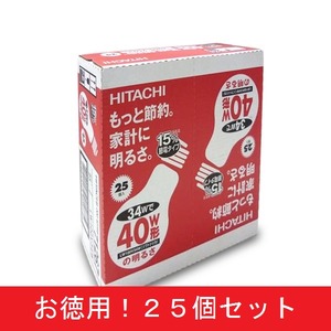 【25個セット 在庫処分品100点限り】HITACHI シリカ電球（白色電球） 40W 15％節電形 E26 LW100V34W 日立